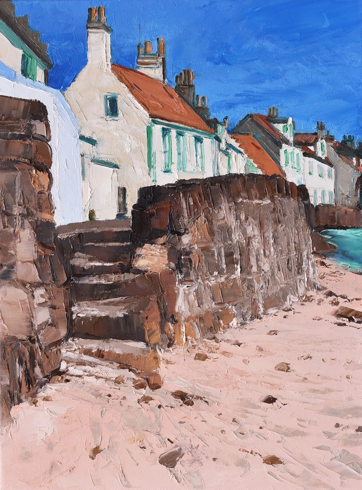 ColBCarruthers's tweet photo. Stone steps Pittenweem oil on canvas on show @TorranceNew for their Winter exhibition #pittenweem #scotland #painting #oilpainting #art https://t.co/zhmL3KGUSW