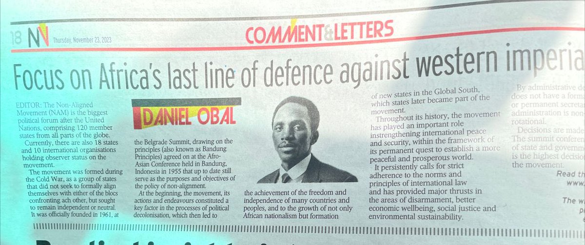obaldanzy's tweet photo. Amplified President @KagutaMuseveni ‘s stance on Imperialism with focus on Non-Aligned Mov’t as Africa’s last line of defense. With the stewardship of the President, Uganda’s leadership of NAM will strengthen Global South Solidarity. More at https://t.co/8fXxhpwSpN @KennethOmona https://t.co/ct59Mx3xVL