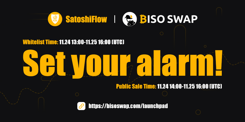 🎁We are thrilled to announce the details of our IDO on @BisoSwap ⏰ Whitelist Time: 11.24 13:00-11.25 16:00 (UTC) ⏰ Public Sale Time: 11.24 14:00-11.25 16:00 (UTC) ➡️View Details： medium.com/p/f3c365f242de… #Launchpad #IDO #Bisoswap #Satoshi