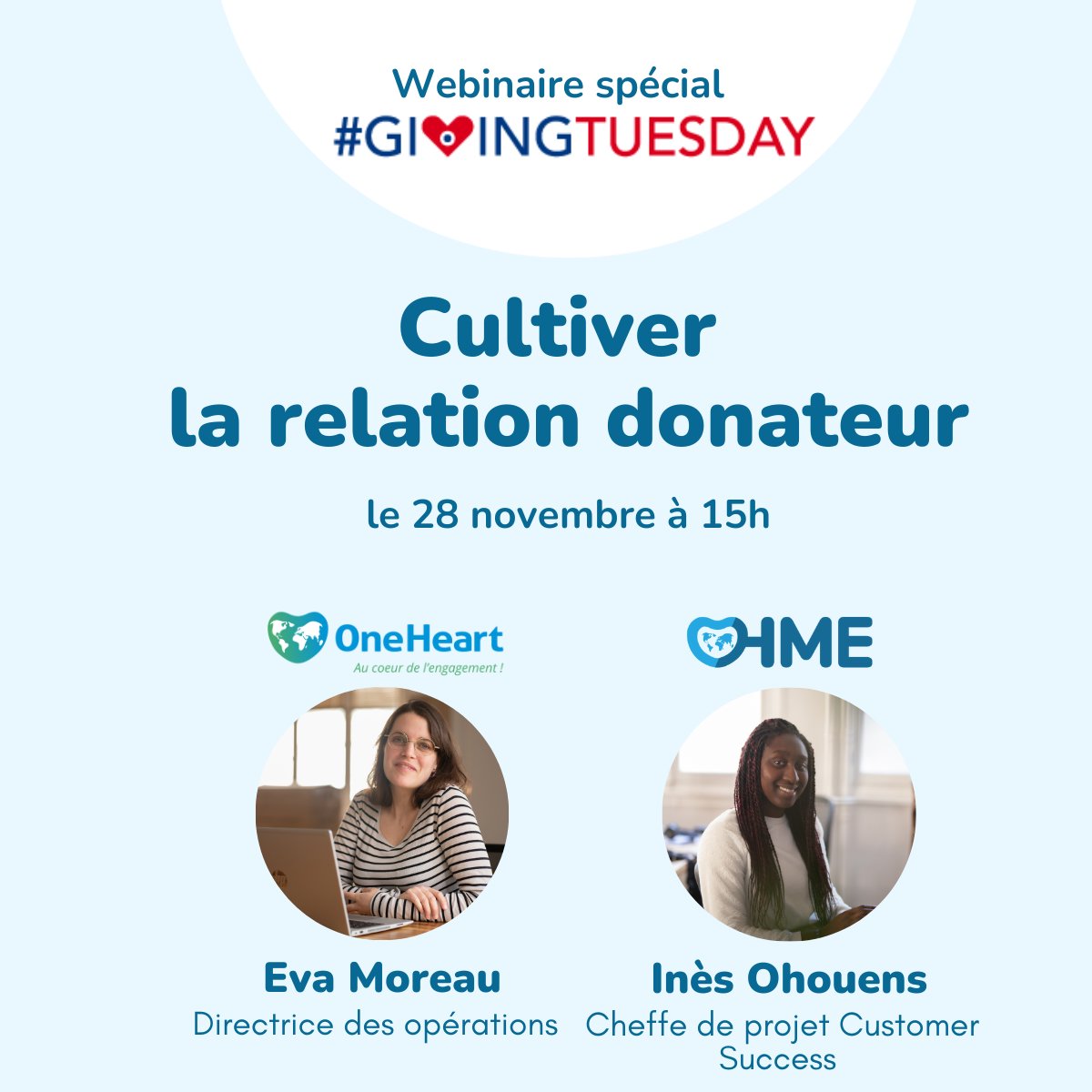 Retrouvez-nous le jour du #GivingTuesday pour un #webinaire spécial #Donateurs avec Eva de l'agence <a href="/OneHeartCom/">One Heart</a> ! 
Retours d'expériences, astuces, pour cultiver le lien avec vos donateurs et les fidéliser ! 🌱

RDV à 15h 🕐
Inscription ouverte à tous ⤵️
us06web.zoom.us/meeting/regist…