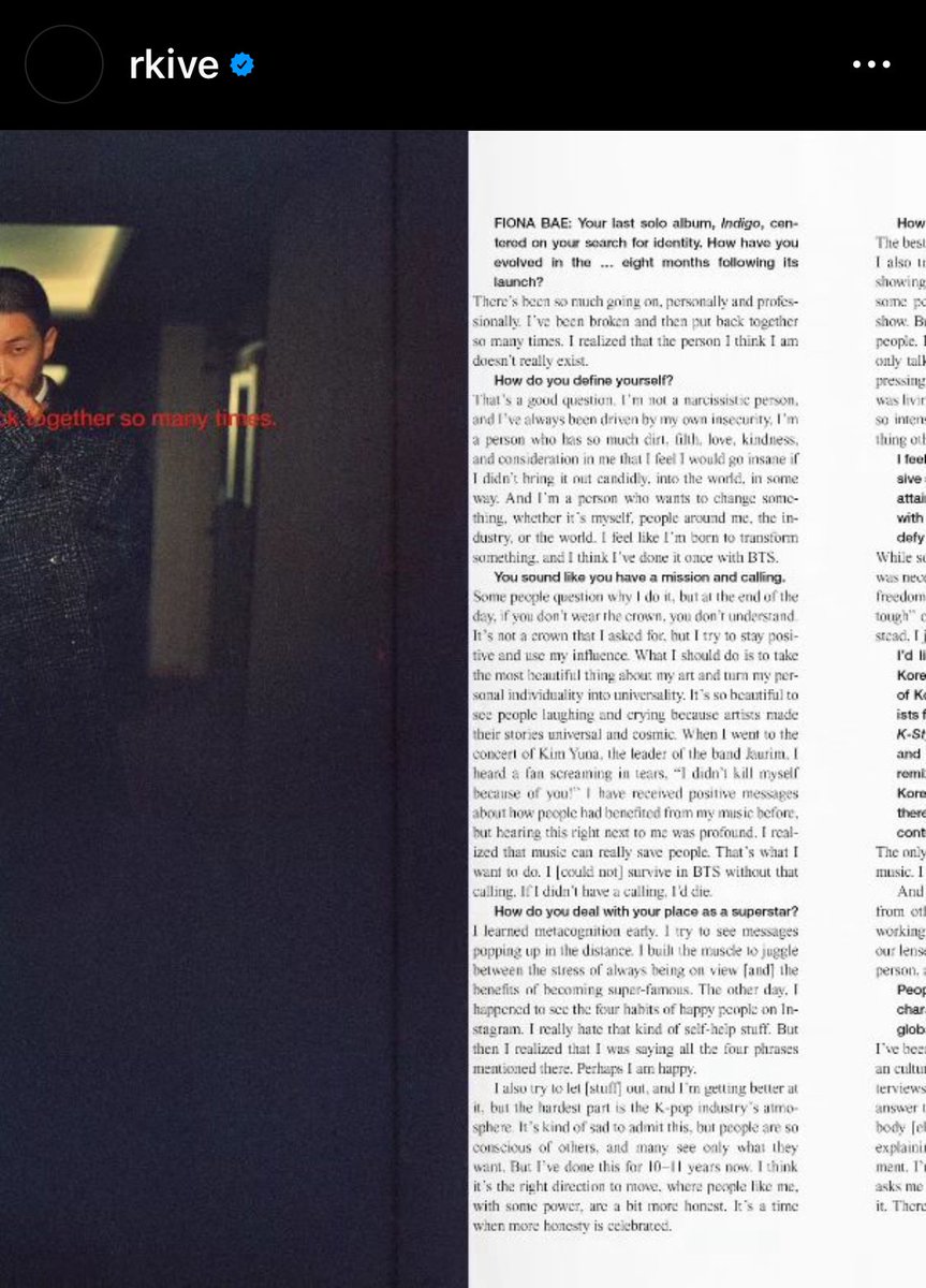 “I'm a person who wants to change something, whether it's myself, people around me, the industry, or the world. I feel like I'm born to transform something and I think I've done it once with #BTS.” -@BTS_twt Namjoon for 032c magazine #BTS #RM #BTSonInstagram