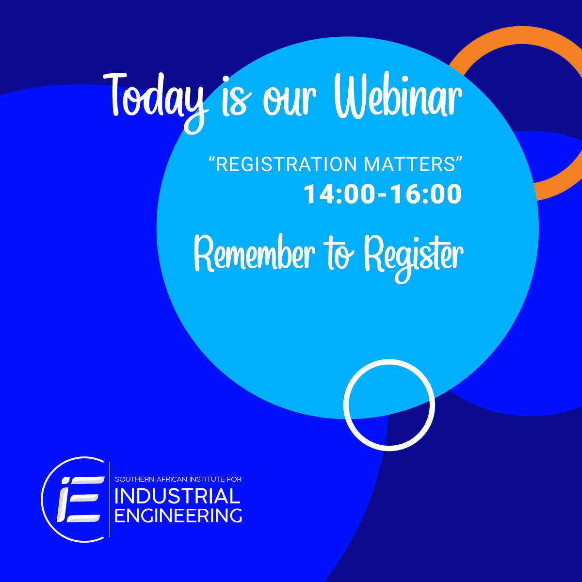 saiieconnect's tweet image. Remember to register for our “Registration Matters Webinar” ( saiie.co.za/events ), happening today from 14:00 to 16:00.
#webinar #registrationmatters #engineeringprofessional #industrialengineering
