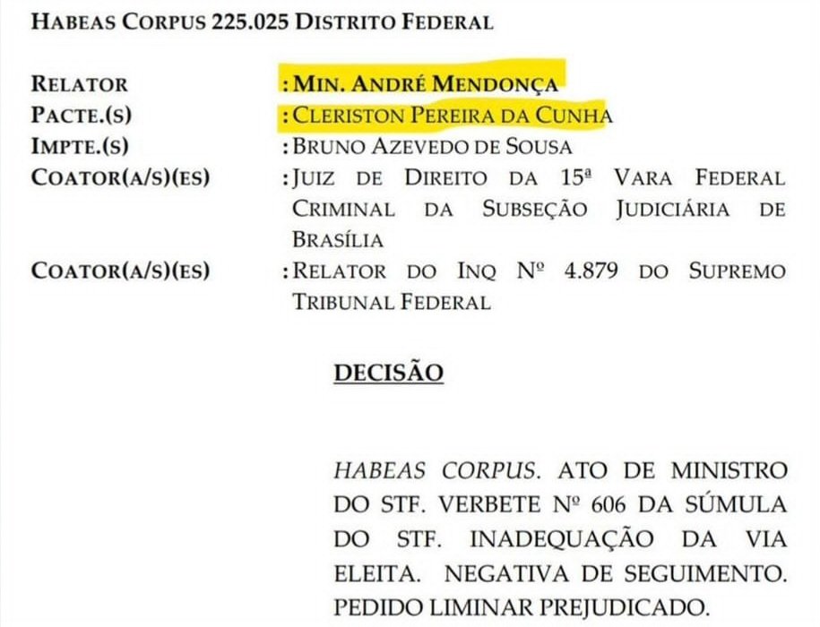 vpmachado's tweet photo. @nikolas_dm Pede do André Mendonça também... Afinal, negou o Habeas-corpus... https://t.co/Oq7eiscvas