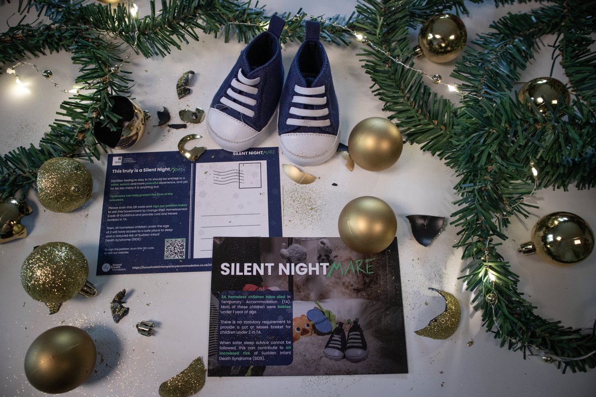 This Christmas, 1000s of homeless children will go to sleep in unsafe Temporary Accommodation, with an increased risk of Sudden Infant Death Syndrome. 

Cots could save lives.

Sign our petition calling for cots for all children under 2: tinyurl.com/bdzxs22a

#SilentNightmare