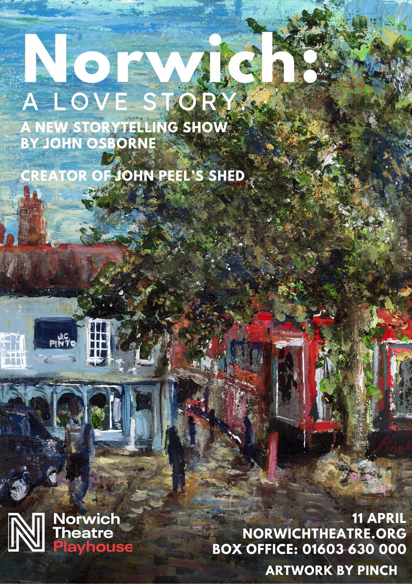 I have a new show next year at @NorwichTheatre. Norwich: A Love Story, all about the people and places of Norwich. Artwork by Norwich artist Pinch! Tickets here: norwichtheatre.org/whats-on/norwi…