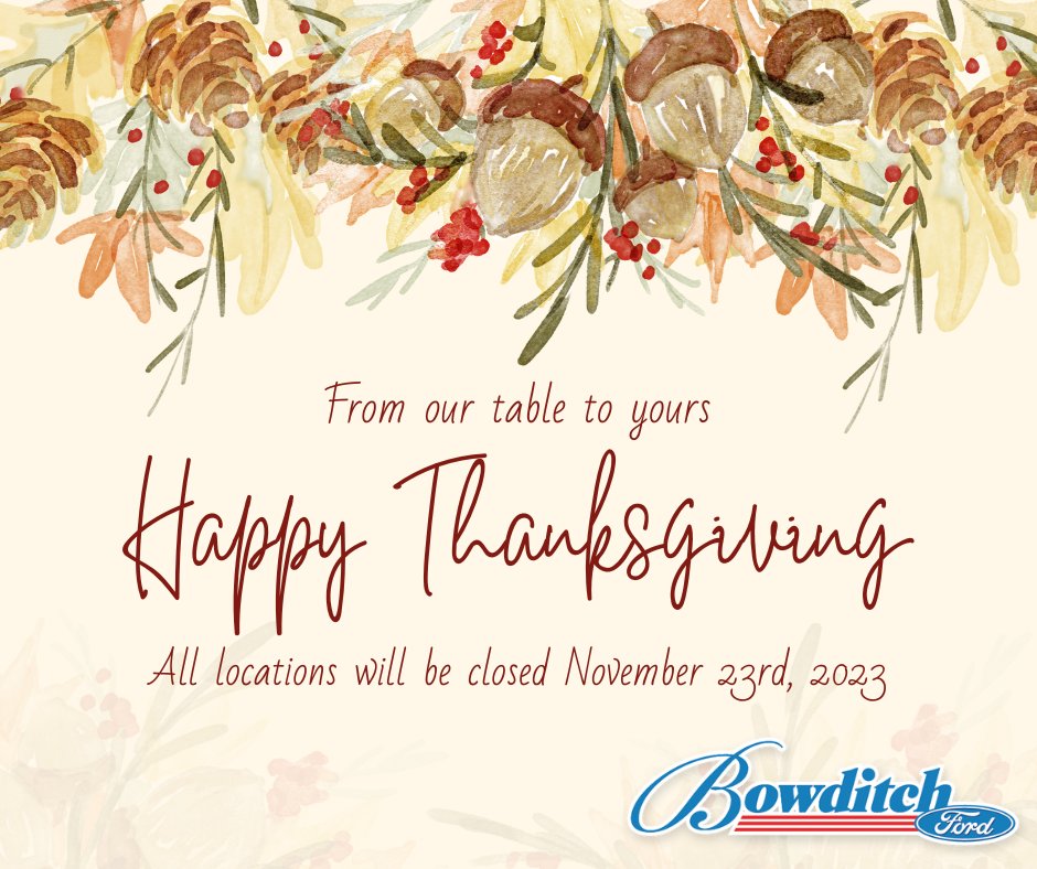 All locations will be closed on November 23rd 2023.