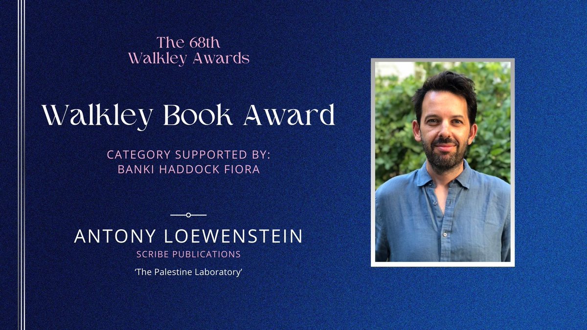 The winner of the Walkley Book Award, supported by Banki Haddock Fiora is: <a href="/antloewenstein/">Antony Loewenstein</a>, ‘The Palestine Laboratory’, <a href="/scribepub/">Scribe Publications</a>. #walkleys