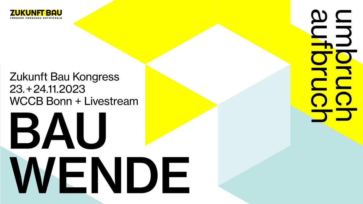 #Bauwende – Umbruch – Aufbruch: In wenigen Minuten startet unser diesjähriger #ZukunftBau Kongress. Bauministerin @klara_geywitz eröffnet ihn mit einer Grundsatzrede. 📺 Der #Livestream beginnt heute ab 13 Uhr und morgen ab 09:30 Uhr. Seien Sie dabei! 👉 zukunftbau.de/veranstaltunge…