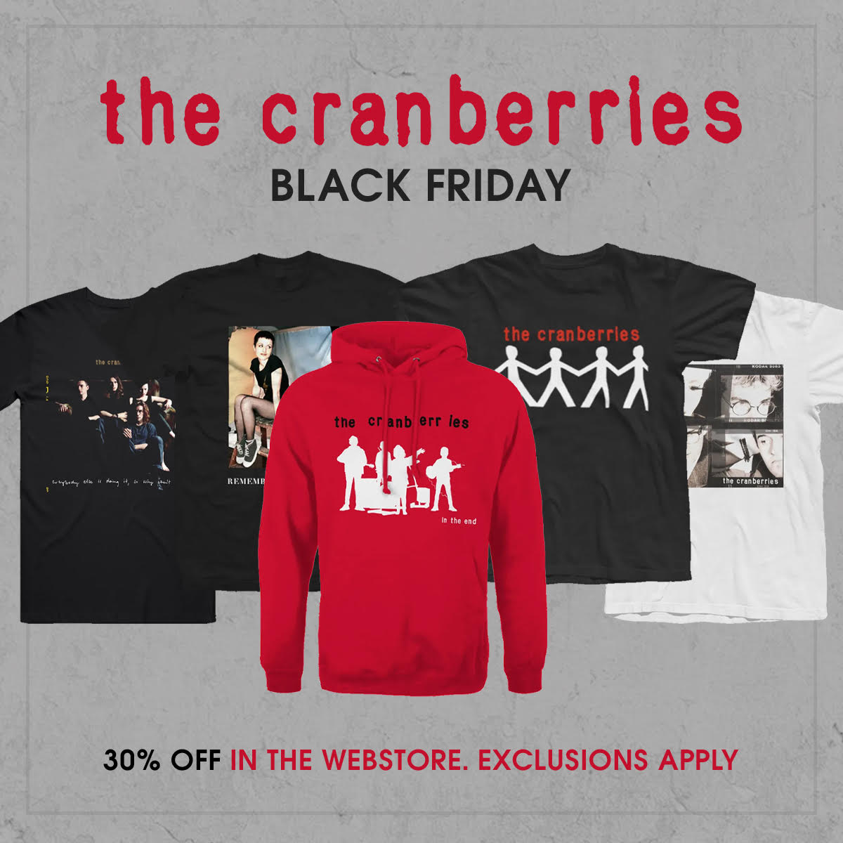 Check out our latest range of official merchandise to celebrate the re-issue of our third studio album “To The Faithful Departed” We also have some great Black Friday offers including exclusive new ‘Zombie’ shirts now available only at : thecranberries.shopnylonmerch.com