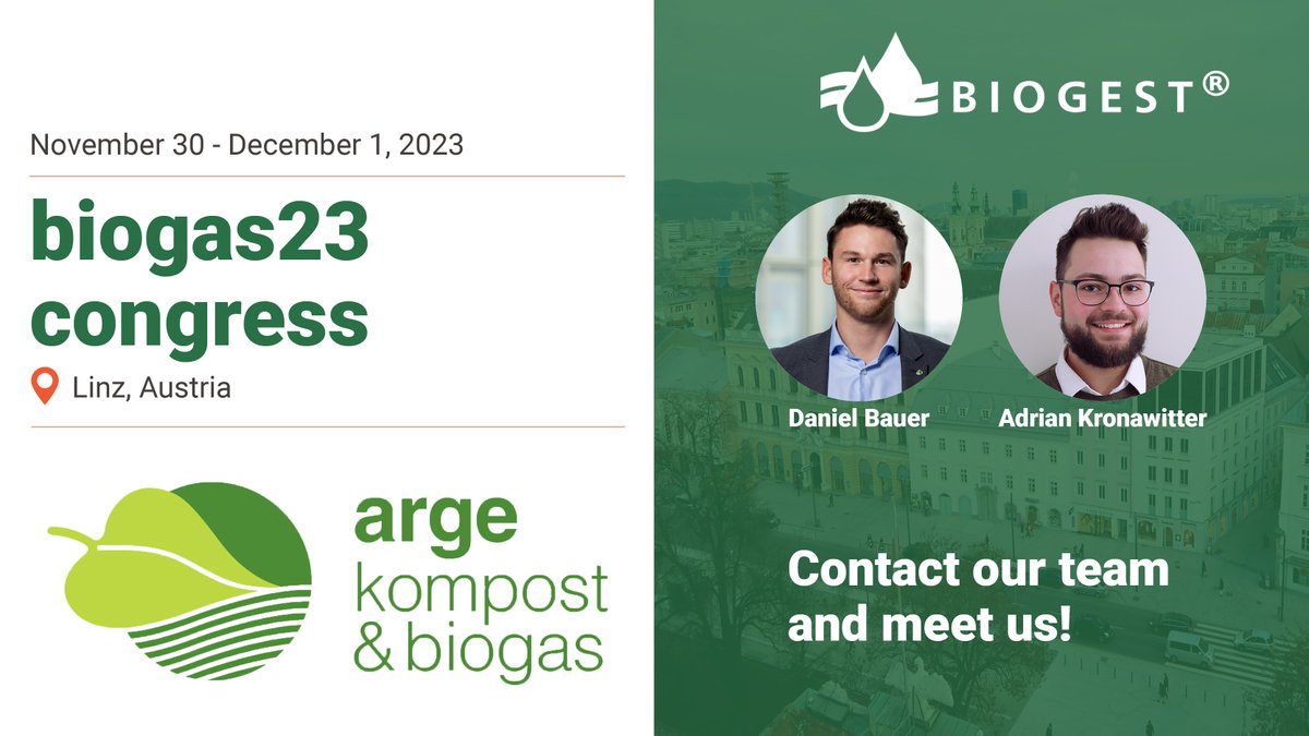 Wir sind beim biogas23 congress von <a href="/BiogasKompost/">Kompost & Biogas Verband Österreich</a> dabei! Unsere #Biogas Experten freuen sich auf einen Austausch zur Zukunft von #GrünemGas. #Biomethan ist entscheidend für die 🇦🇹 Grundversorgung. Adrian Kronawitter spricht über die "Umstellung und Erweiterung von Biogasanlagen"