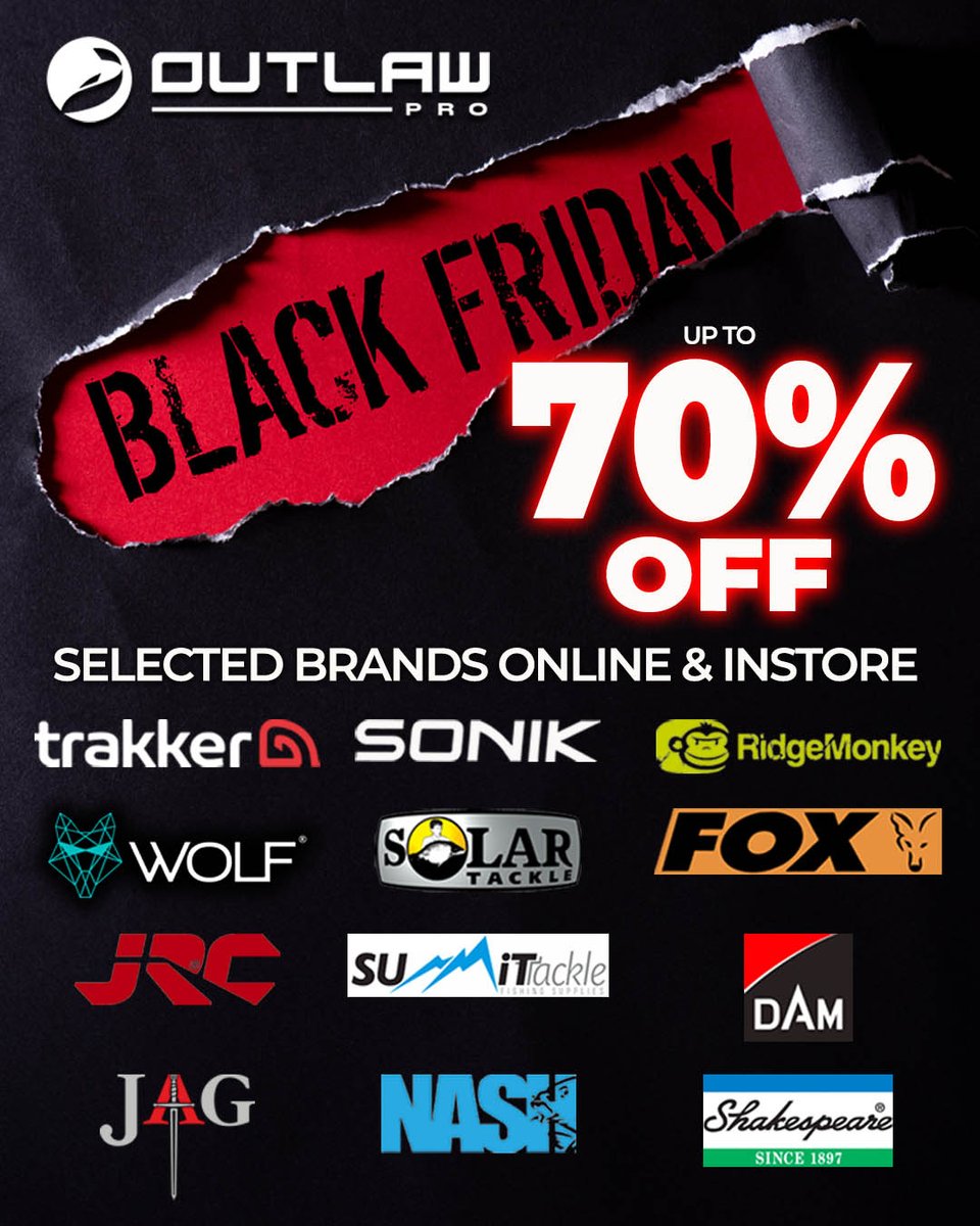 🖤 The @OutlawPro2 Black Friday Sale! 🖤

🤑 Get ready to snag incredible deals on your favourite fishing gear from top brands like <a href="/NashTackleUK/">NashTackleUK</a>, <a href="/soniksports/">Sonik Sports</a>, <a href="/RidgeMonkey/">RidgeMonkey</a>, <a href="/summittackle/">summittackle</a>, and more!

🙌🏻BLACK FRIDAY SALE: Link In Bio 🔗

#OutlawPro #BlackFridaySale #FishingDeals