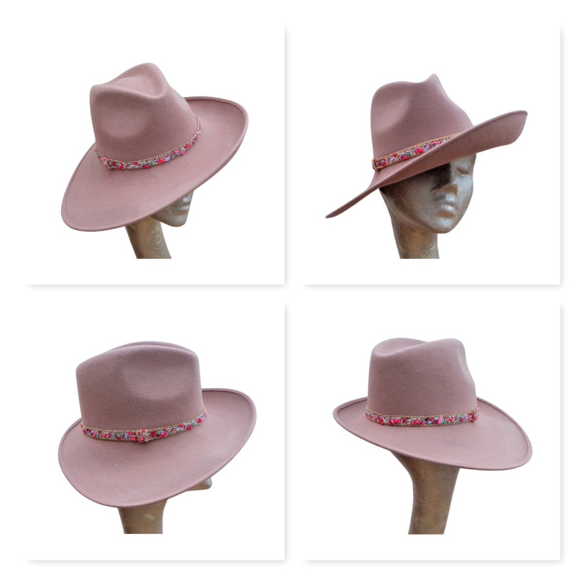 Hats2go's tweet image. I absolutely love the side sweep on this brim trimmed with gold metal chain &amp;amp; multi coloured gem stone band which sits beautifully against the blush pink of the hat... Visit hats2go.co.uk
#handmade #millinerybymarieanne #blushpink #hatdesign #fashion #style #hats