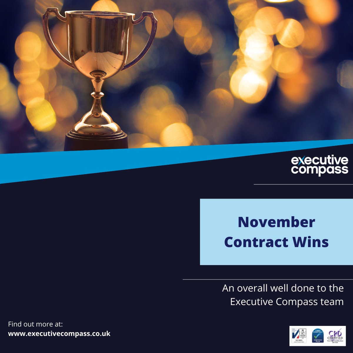ExecCompass's tweet photo. The team has had a busy month with some great contract wins for our clients.
Swipe to see some of November's #successes. π Congratulations to everyone on their hard work!
#Procurement #BidWriting #BidWriter #TenderWriting https://t.co/wxOB5MjiXb