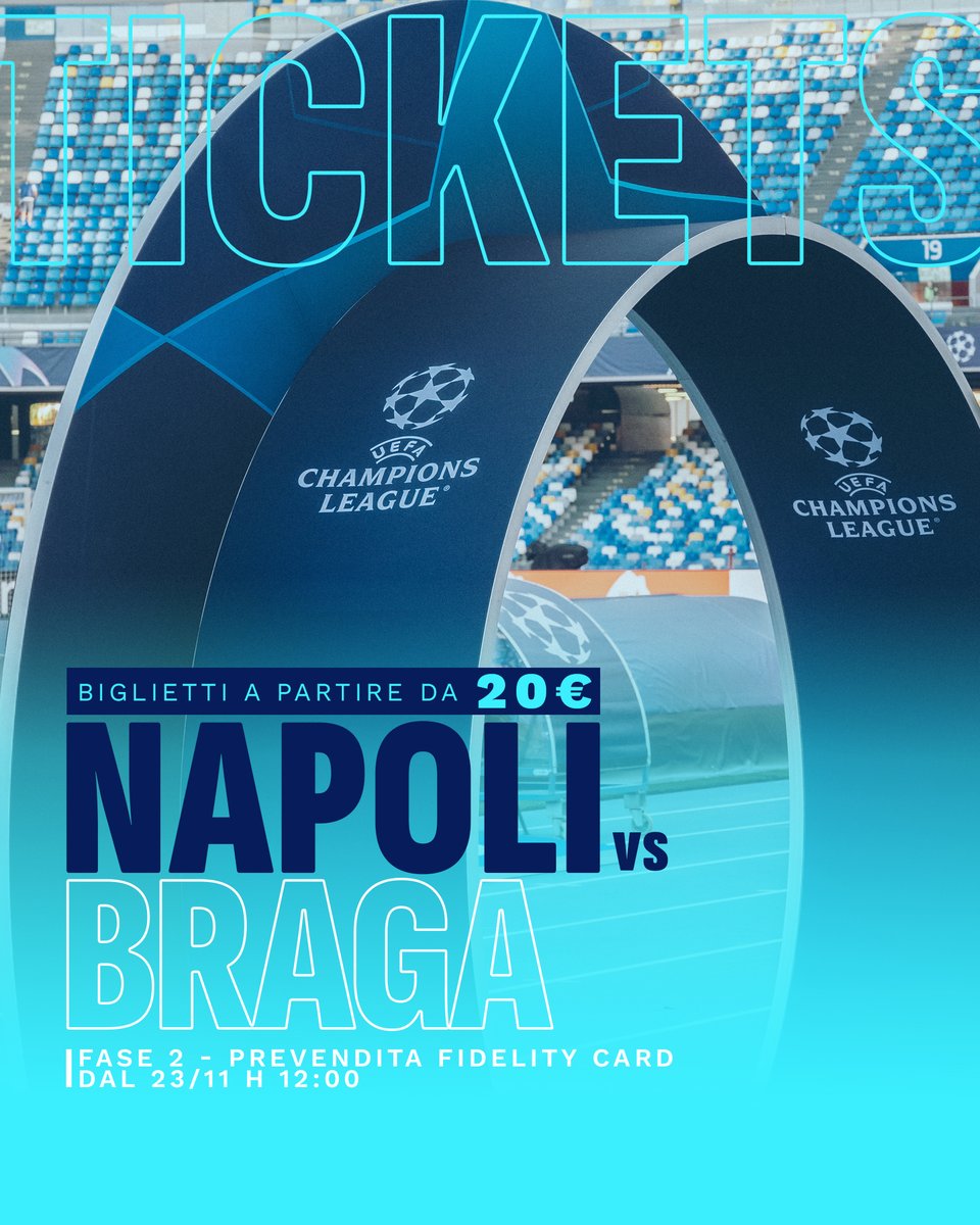 🎟 Napoli vs Sporting Braga
⚽ Al via la Fase 2 riservata ai possessori di fidelity card
🏆 La Champions vi aspetta al Maradona

👉 Acquista ora: sscnapoli.ticketone.it/catalog