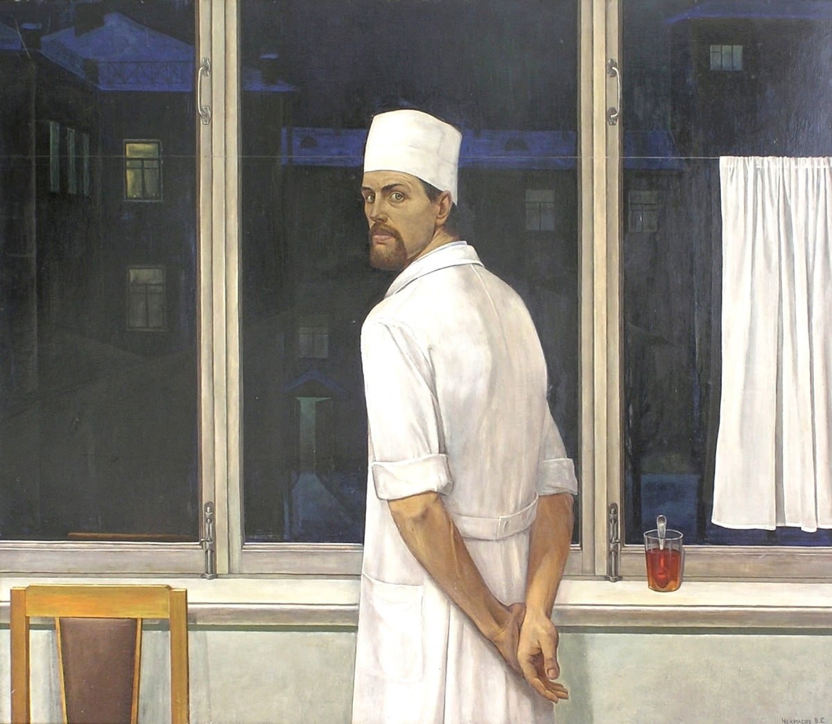 'Night Watch', painting by Valentin Chekmasov, 1972