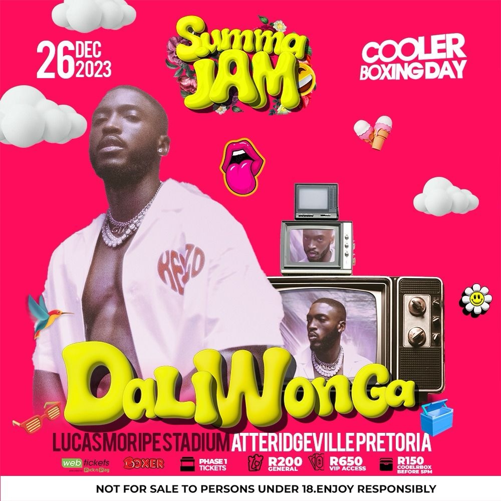 coolerboxingday's tweet photo. 🚨🚨🚨 Si pheth’ uDALI DALI🔥🔥🔥 catch him live at the JAM of all JAMS 

🎫🎟️ Phase 1 Tickets for the JAM of all JAMS are now available from 👇🏽

Web tickets 👉🏽 https://t.co/PngCL9otgn
Or any
Pick ‘n Pay or Boxer outlets ‼️

#CoolerboxingDay 
#SummaJam 
#Pheli26 https://t.co/bM1a3zKd35
