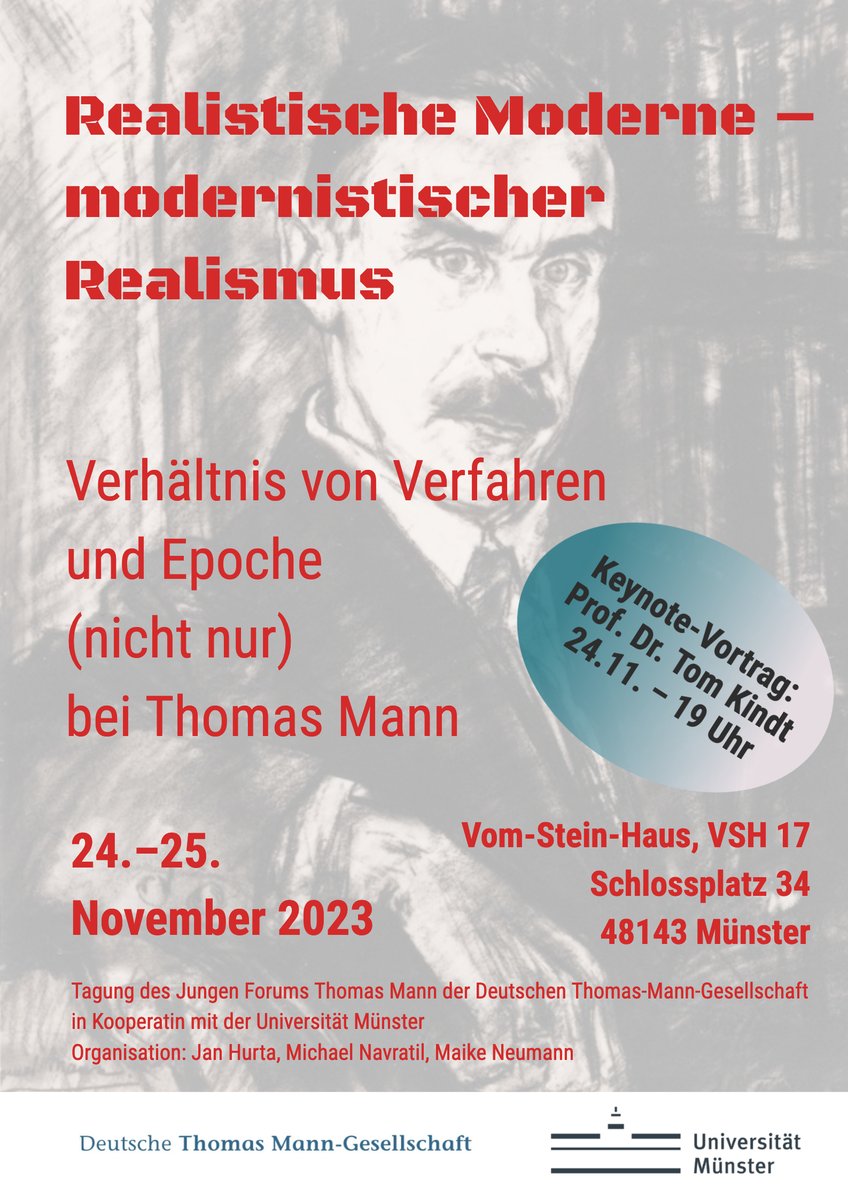 Morgen beginnt unsere Tagung zu Realismus und Moderne (nicht nur) bei #ThomasMann an der <a href="/uni_muenster/">Universität Münster</a>. Gäste sind sehr willkommen! <a href="/ThomasMannHouse/">Thomas Mann House</a>