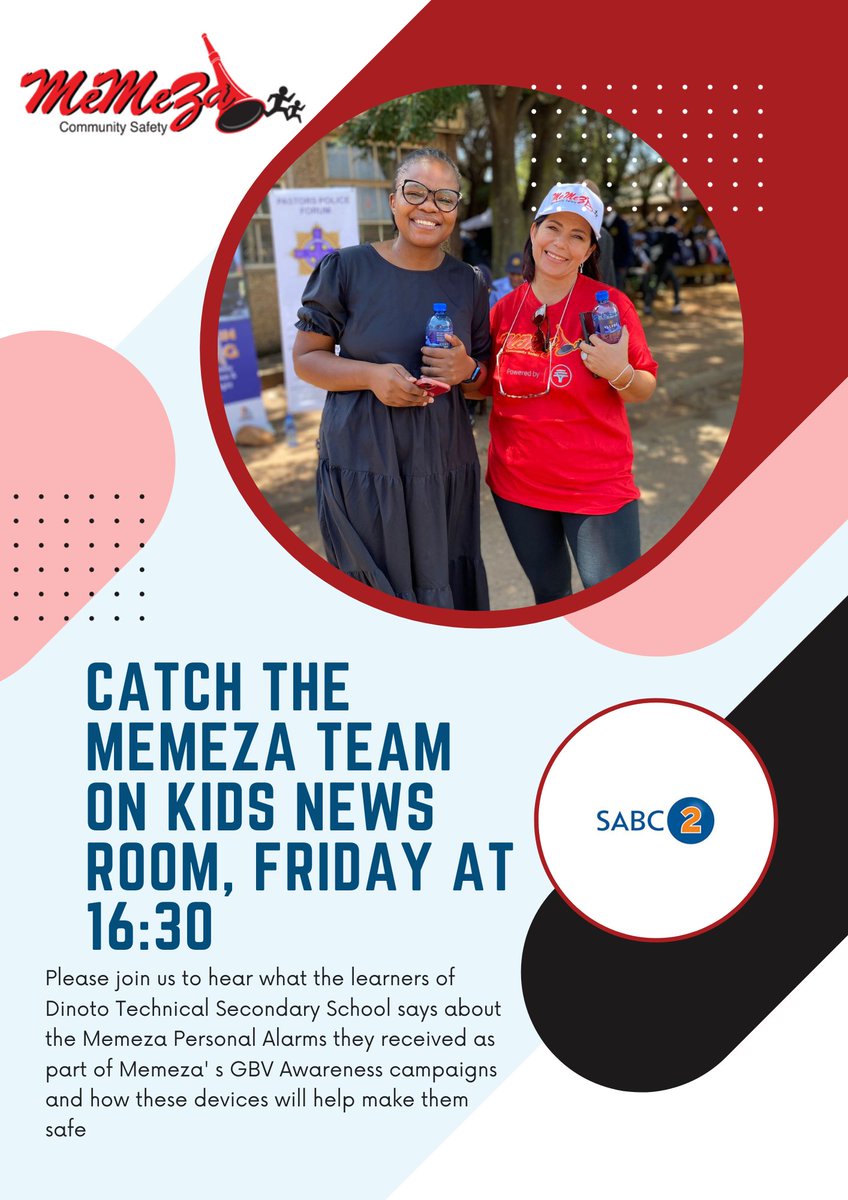 The Kids News Room gave us the honour of capturing and highlighting our day at Dinoto Technical Secondary School.
Please tune in tomorrow at 16:00 on SABC 2 to see how the Memeza Community Safety team interacted with the students on safety issues and gender based violence.