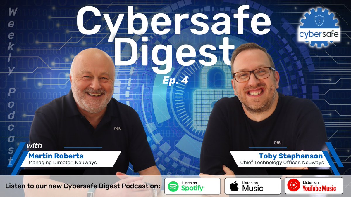NeuwaysIT's tweet photo. 🎙️ Cybersafe Digest Weekly Podcast Episode 4 is LIVE now! 🎉

🔊 Spotify: https://t.co/QKHGh8q9fr

🔊 Apple: https://t.co/Tc16cWbUMj

🔊 YouTube Music:
https://t.co/GvySZiCvlU https://t.co/IIJro1hK0v