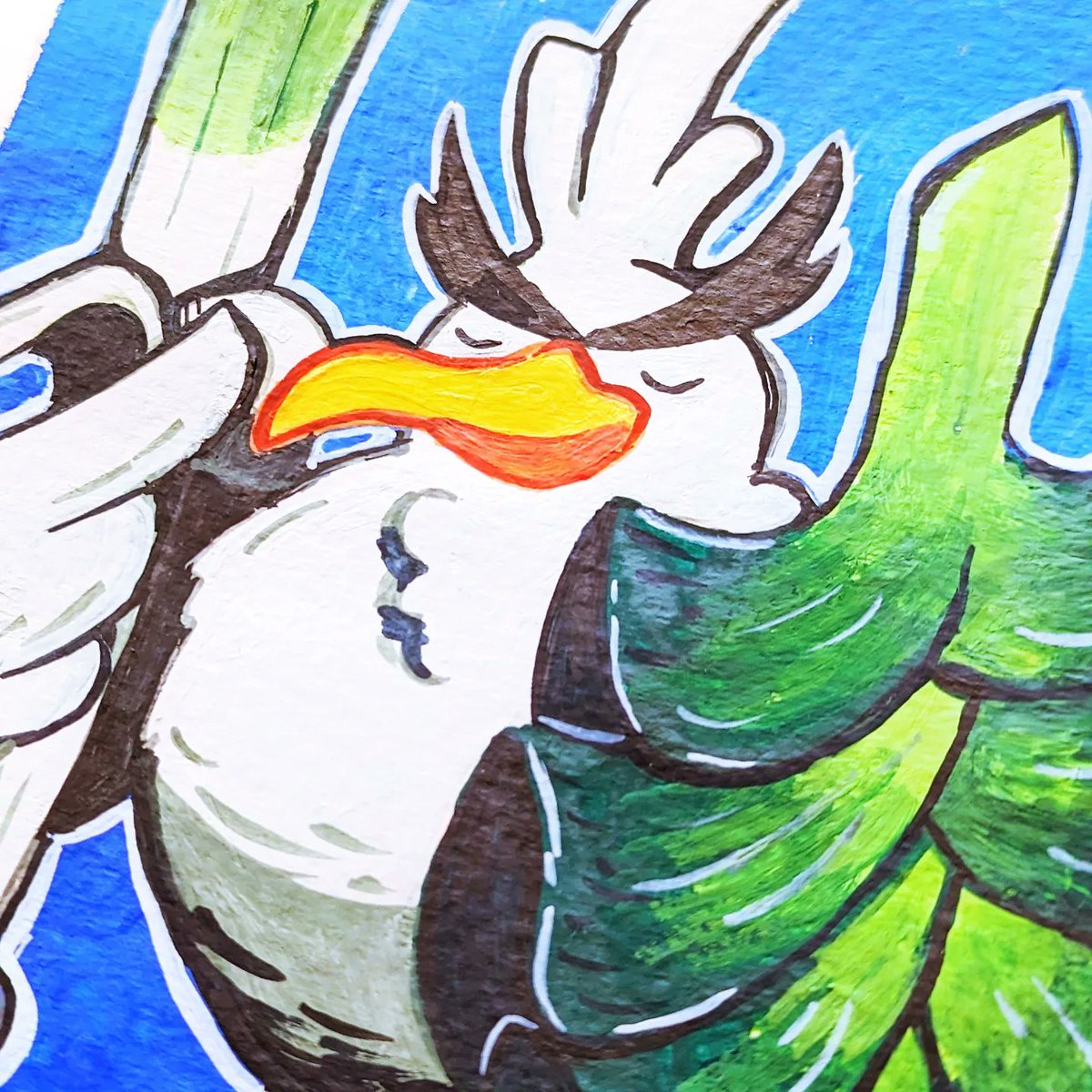 JohnnySmr's tweet image. Sirfetch&apos;d, the Wild Duck Pokémon (in gouache)

#pokemon #pokeart #pomemonart #sirfetchd #fanart
