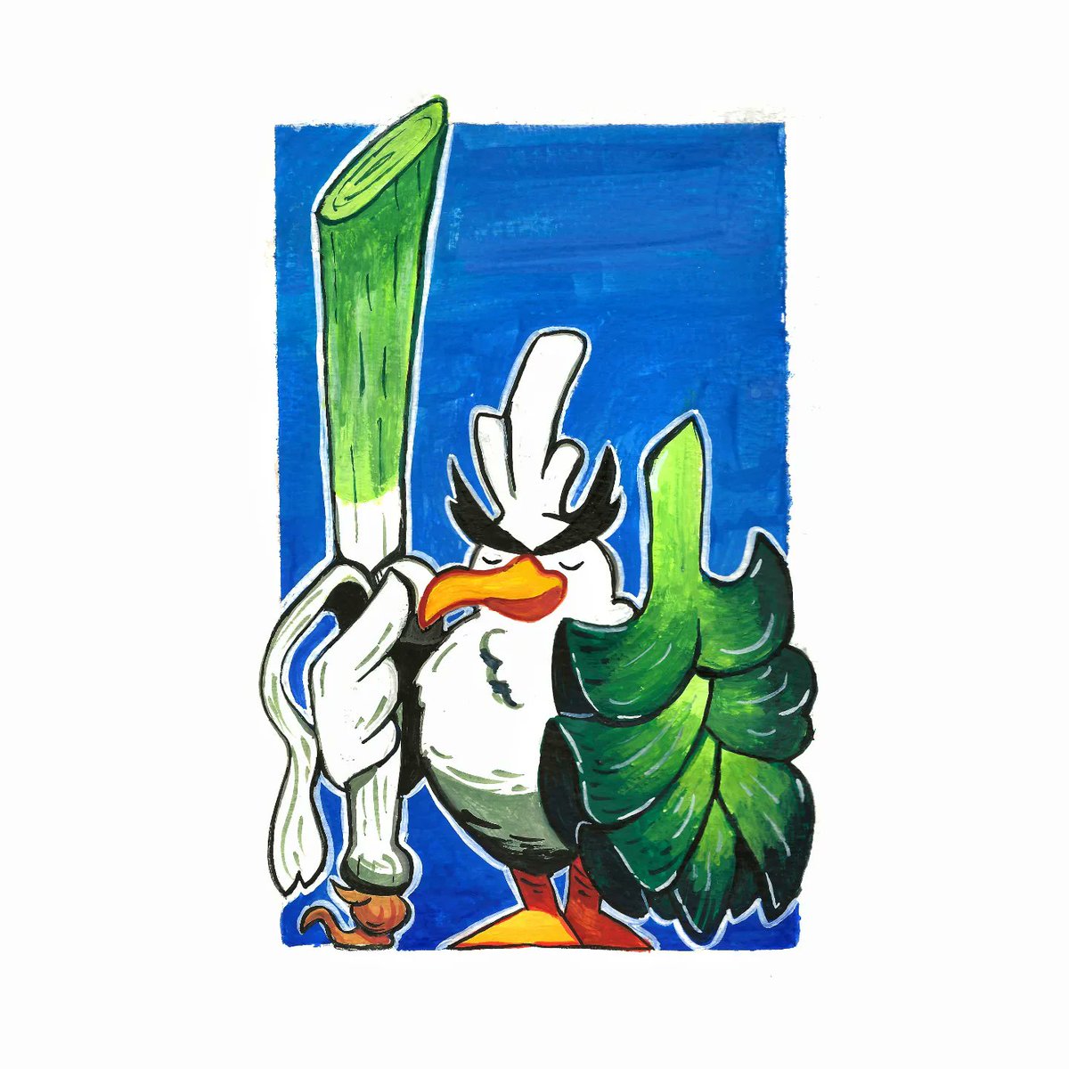 JohnnySmr's tweet image. Sirfetch&apos;d, the Wild Duck Pokémon (in gouache)

#pokemon #pokeart #pomemonart #sirfetchd #fanart