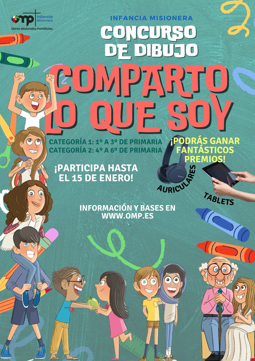 OMP_ES's tweet photo. ⏰ Papás, profes y catequistas… ¡Ya está en marcha el concurso de #InfanciaMisionera2024! 👧🏼🧒🏿 En él, los más pequeños tendrán que mostrar, con un dibujo, de qué manera son ellos misioneros en su día a día.
🎨 Toda la información sobre cómo participar, fechas y premios, aquí: https://t.co/4zc8dnTlOU