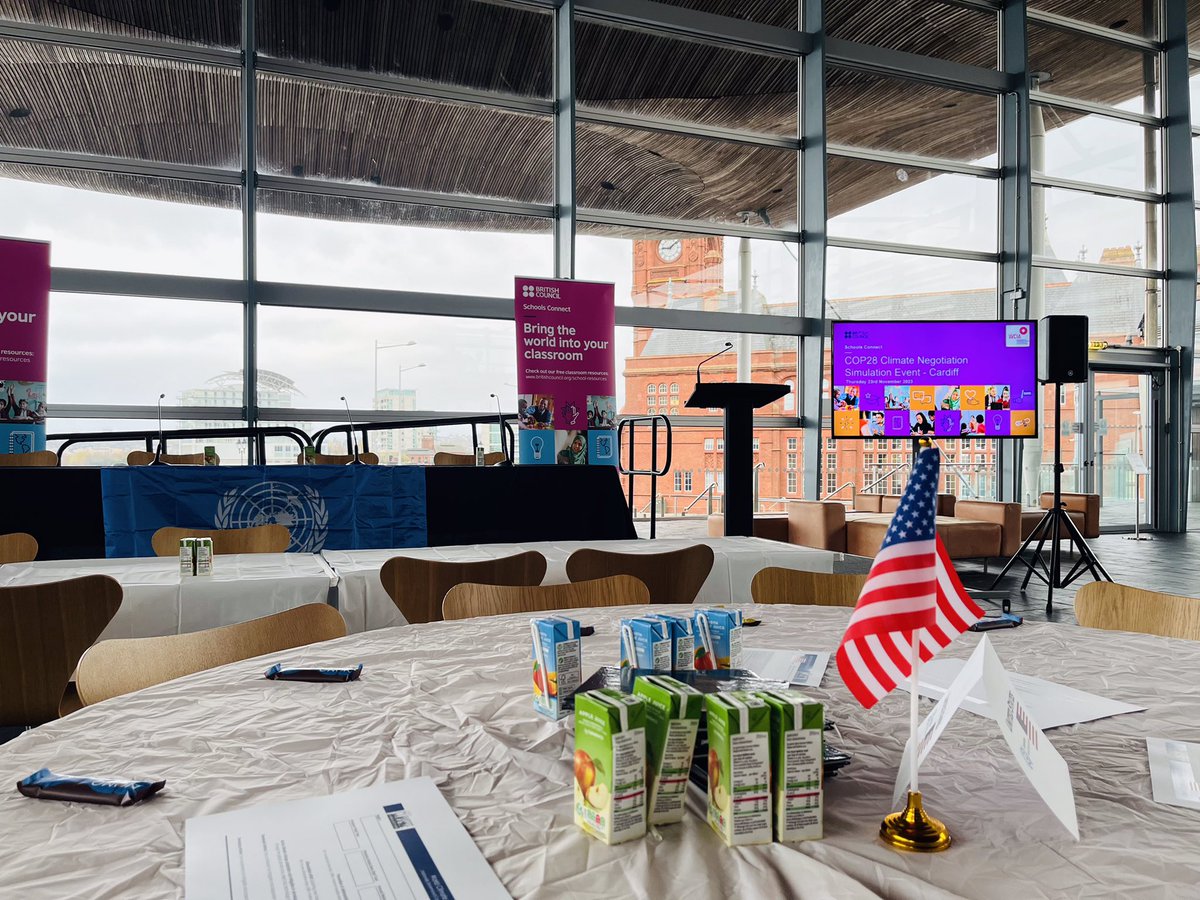 A great start for our #SchoolsConnect mock #COP28 climate debate with Welsh schools <a href="/SeneddWales/">Welsh Parliament</a>. We’ll be hearing from students and climate specialists about global climate challenges with <a href="/WCIA_Wales/">WCIA</a>.