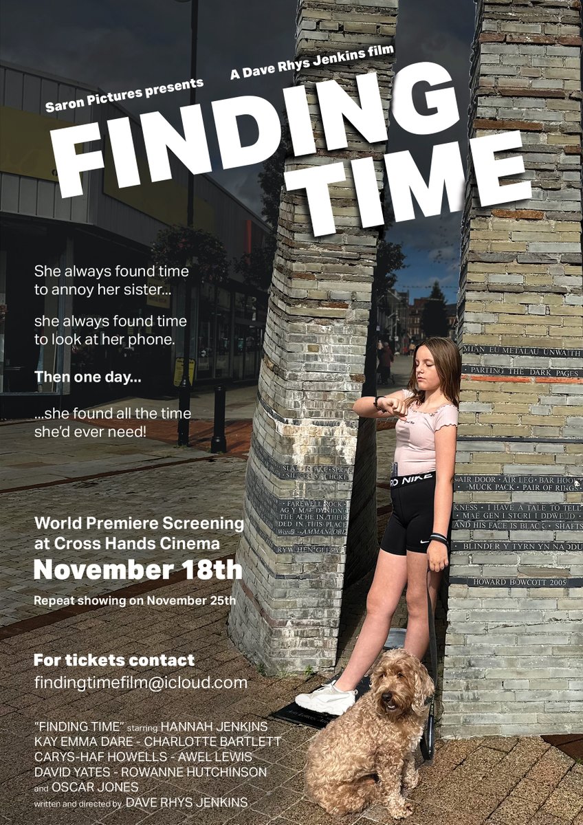 daveyjenx's tweet image. Just a reminder we have the FINAL cinema showing of the Ammanford based feature film, Finding Time this Saturday!  Tickets WILL be available on the door! Doors open at Cross Hands Cinema at 5.30. Film begins by 6.30. All tickets are £5!  #findingtime #Ammanford #Carmarthenshire