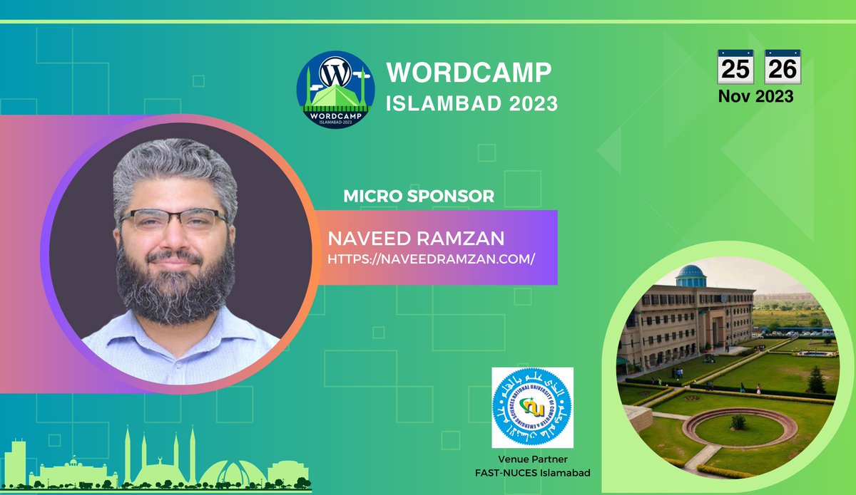 WordCampIsb_'s tweet photo. We extend our heartfelt gratitude to our amazing Micro Sponsor Naveed Ramzan for helping us make WordCamp Islamabad 2023 a reality. Your support is invaluable!

Let's celebrate WordPress and community together! 🙌 https://t.co/tQqcL1Fct1