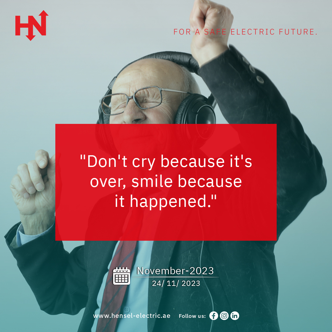 Hensel_Electric's tweet image. "Don't cry because it's over, smile because it happened." 

#SmileForMemories #CherishtheMoments #PositivityAlways #ReflectAndSmile #dailymotivation #Hensel #HenselElectricFZE

Visit us at: hensel-electric.ae