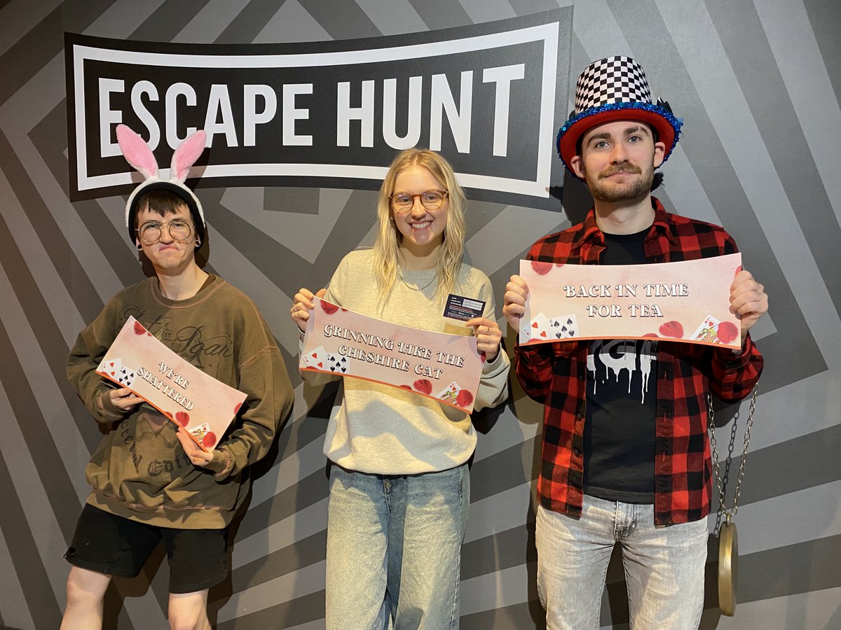 TheSodds's tweet photo. We escaped!! Many... Many... Many times... Thanks to our wonderful Games Master @MelMkgilbert  

Thank you to @EscapeHuntUK in Woking for dealing with our chaos and stupidity! 👏 https://t.co/6urY5ouIVY
