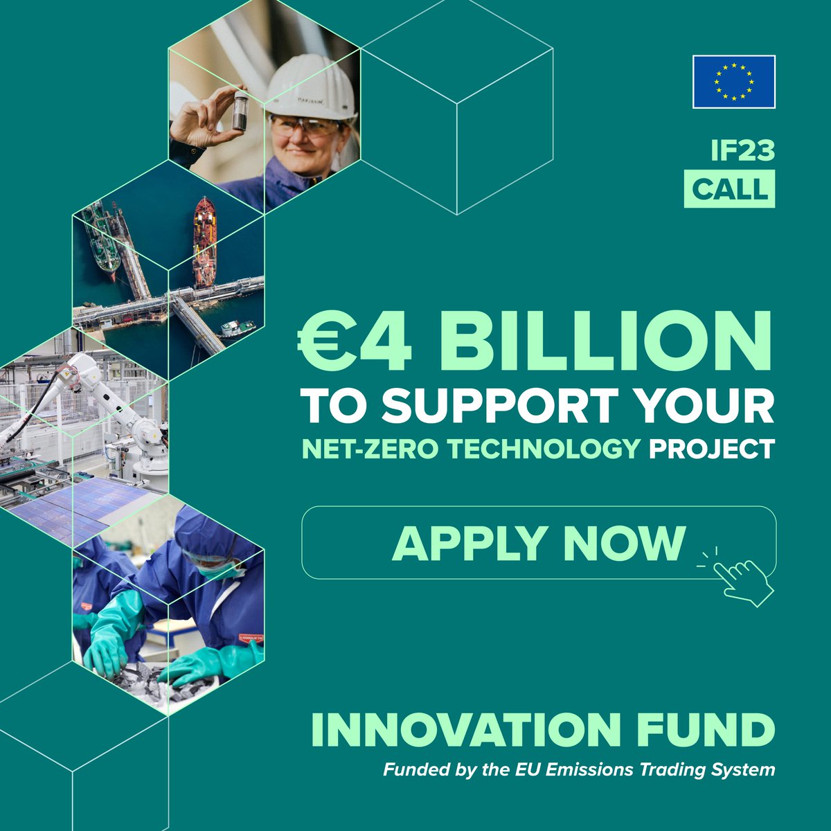 cinea_eu's tweet photo. €4 billion from #InnovationFund for innovative #netzero technologies ✨
For small, medium, & large-scale projects in sectors like decarbonisation, #cleantech manufacturing, maritime & energy-intensive industries
Apply by 9/04/2024 👉 https://t.co/2lYL0MRRIS
🧵 2/3 #IF23Call https://t.co/STRWoECSMO