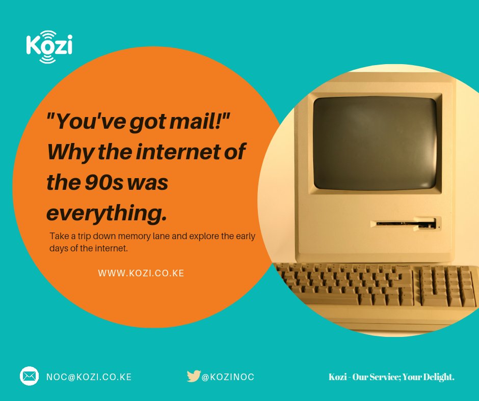 KoziNoc's tweet image. Nostalgia alert! 
Remember the thrill of hearing 'You've got mail' in the 90s? 
Join Kozi Connect on a journey through the golden era of the internet. 
#TBT #InternetNostalgia #KoziConnect