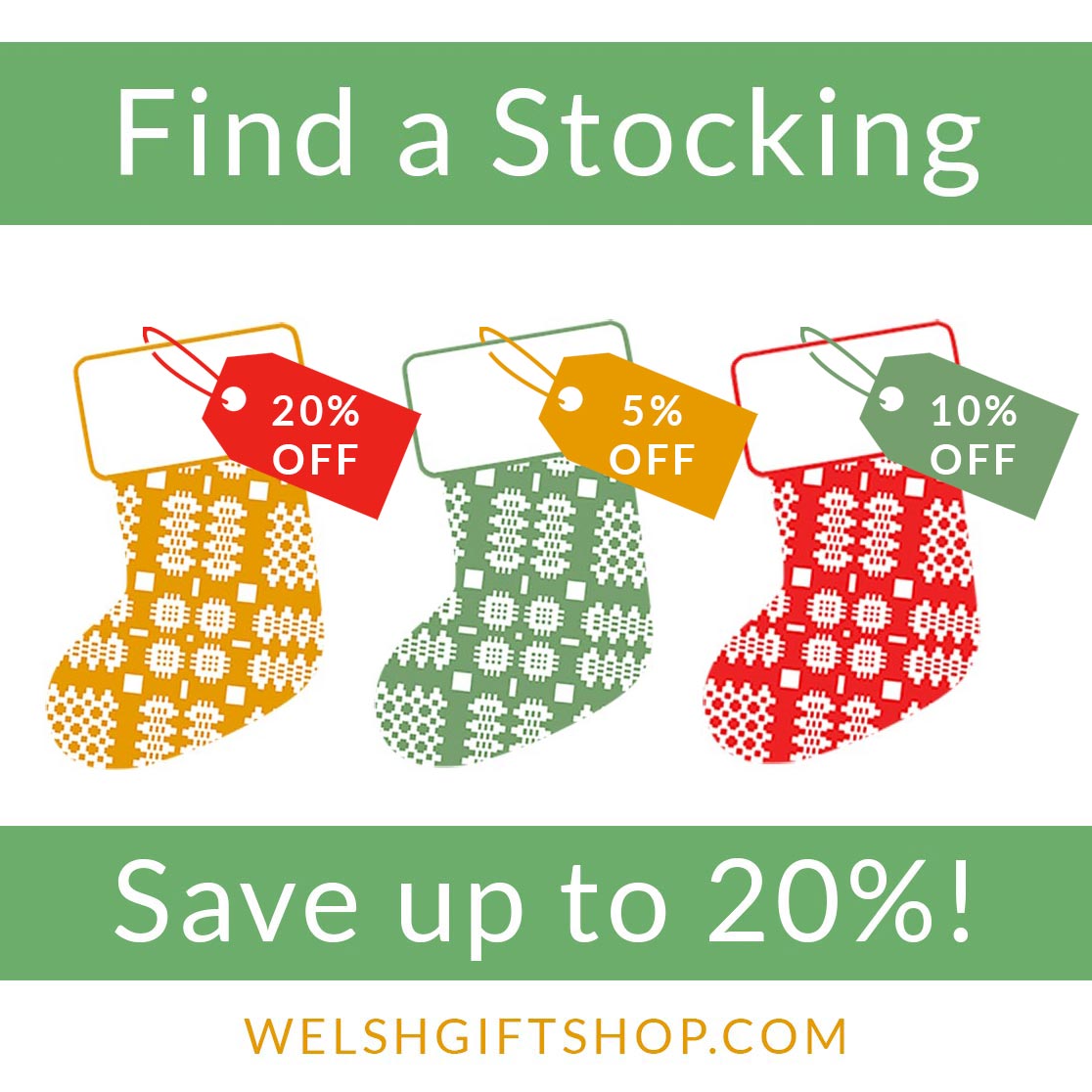 WelshGift's tweet photo. Its back! Our #BlackFriday Christmas stocking hunt!
Find and click a stocking to reveal a code. There are 5%, 10% and 20% hidden across the site. For some clues click below
https://t.co/2teXnDld4h https://t.co/djt4jPFpjU