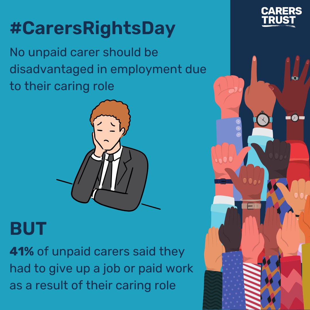 Unpaid carers want to be in work but a huge amount at 41% had to give up paid work due to their caring role There needs to be more Government support for carers in returning to work which will not only help the unpaid carer but boost the UK economy #CarersRightsDay