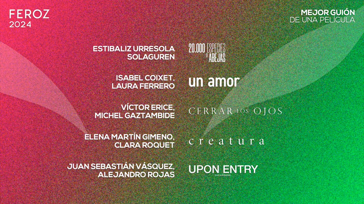 ¡Que el guion de 'Un amor' está nominado en los <a href="/PremiosFeroz/">Premios Feroz</a> ! Gracias 💖