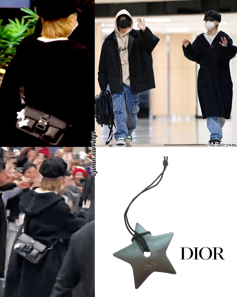 浅*見様 DIORメンズBTSジミン愛用チャームシルバー Leaving for Japan [231123] • Dior star-shaped bag charms ID by