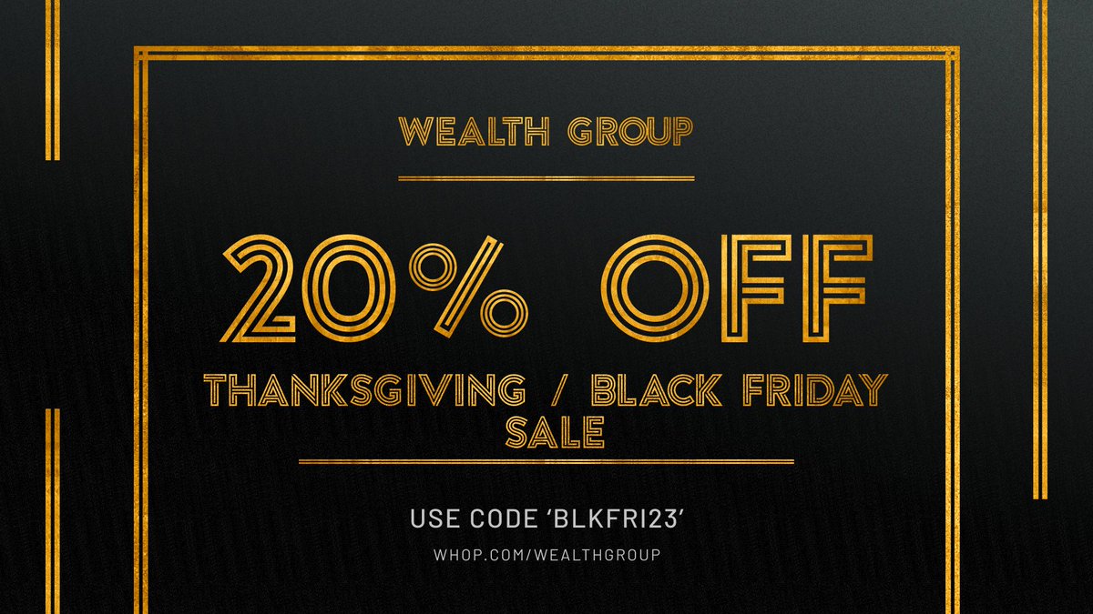 🚨 <a href="/WealthGroup_/">Old account</a>'s 20% off Thanksgiving &amp; Black Friday signups are now open!

Come take full advantage of our biggest membership sale of the year before the biggest cryptocurrency bull run ever! 🐂

Sign up with code 'BLKFRI23' to save! Details here!👇
whop.com/wealthgroup/