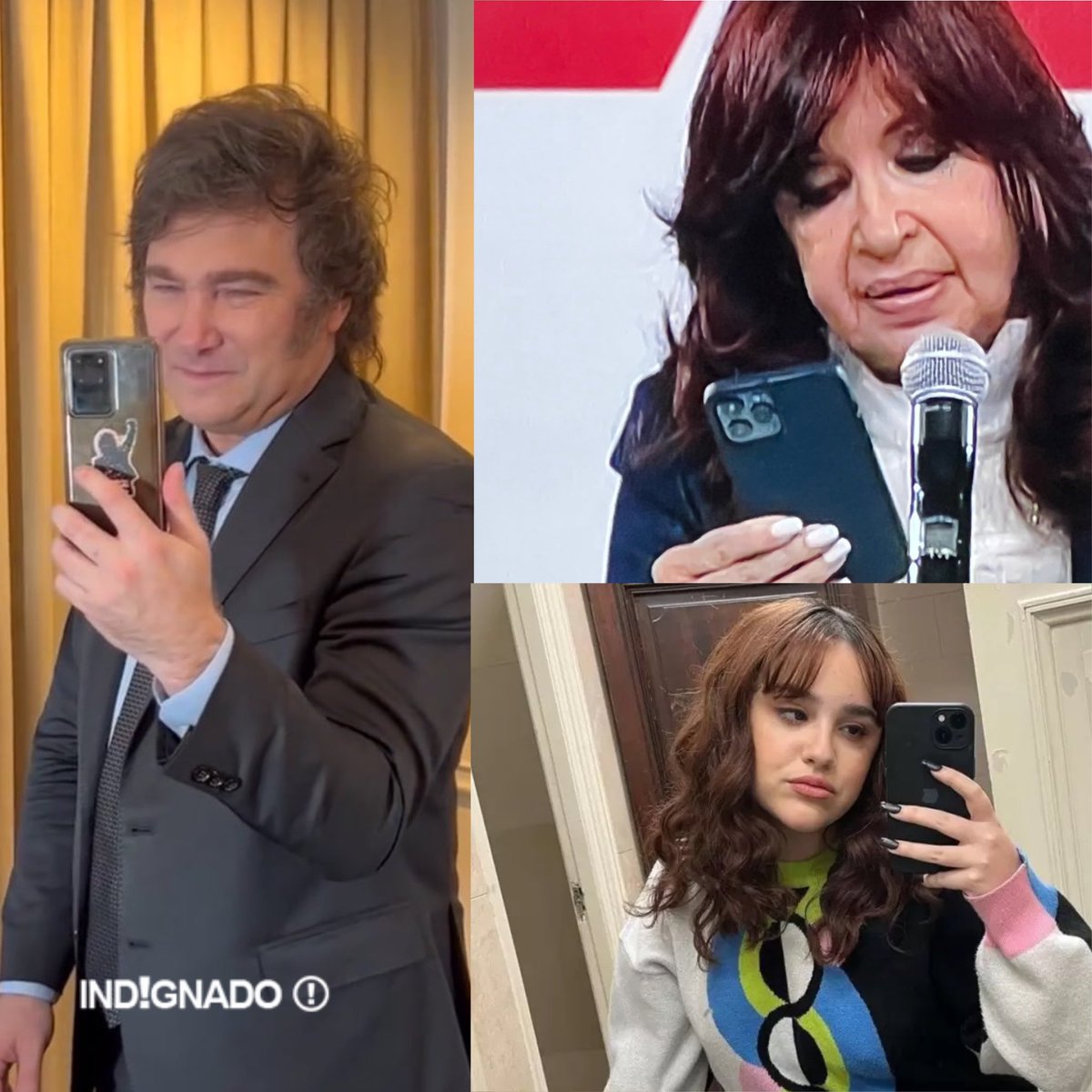 Milei tiene un celular Samsung S20 de unos 100 dólares fabricado en Tierra del fuego. Cristina, Ofelia Fernández y los kirchneristas tienen el IPhone Pro Max comprados en Miami de más de 1000 dólares. Pero Milei es el que quiere destruir la industria nacional ✌️☠️✌️