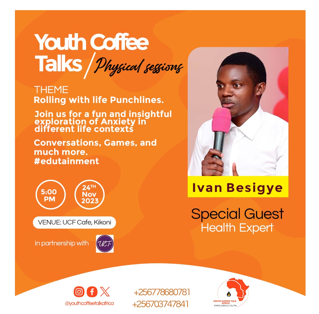 24th November 2023, I will be sharing with my fellow youths about anxiety and related challenges at our workplaces, institutionsof learning, families relationships and daily life.  Please be part.