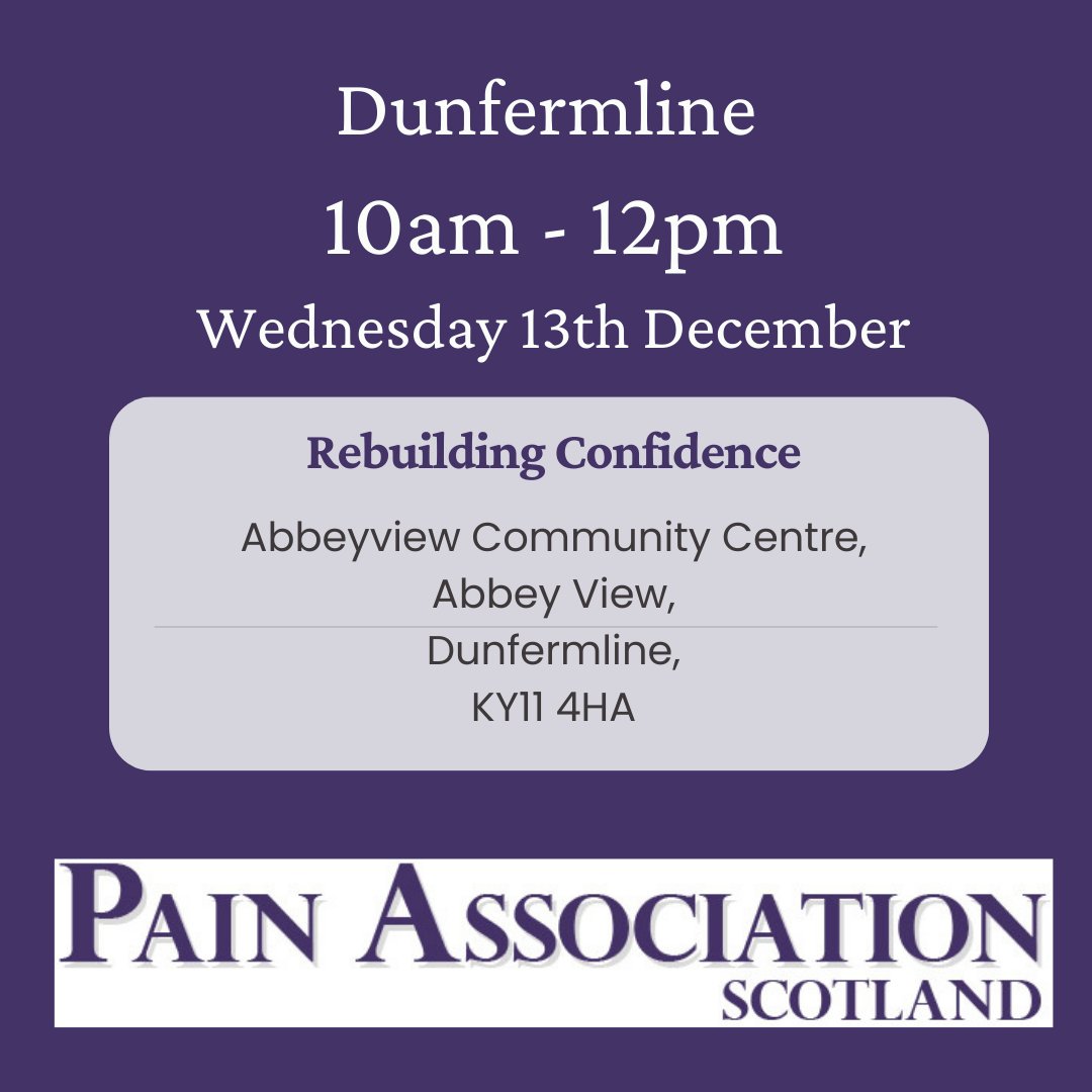 Next Dunfermline meeting will be face to face Venue details 👇 To sign up 👇 bit.ly/3suRNrn #Rebuilding #Confidence #Selfmanagement @SoniaCottom @NHSFifePain @nhsfife @cypphysiofife @fifepharmacy @nhsfifelib @FifeChamber @FifeCouncil @FifeHSCP @ScotCLWnetwork