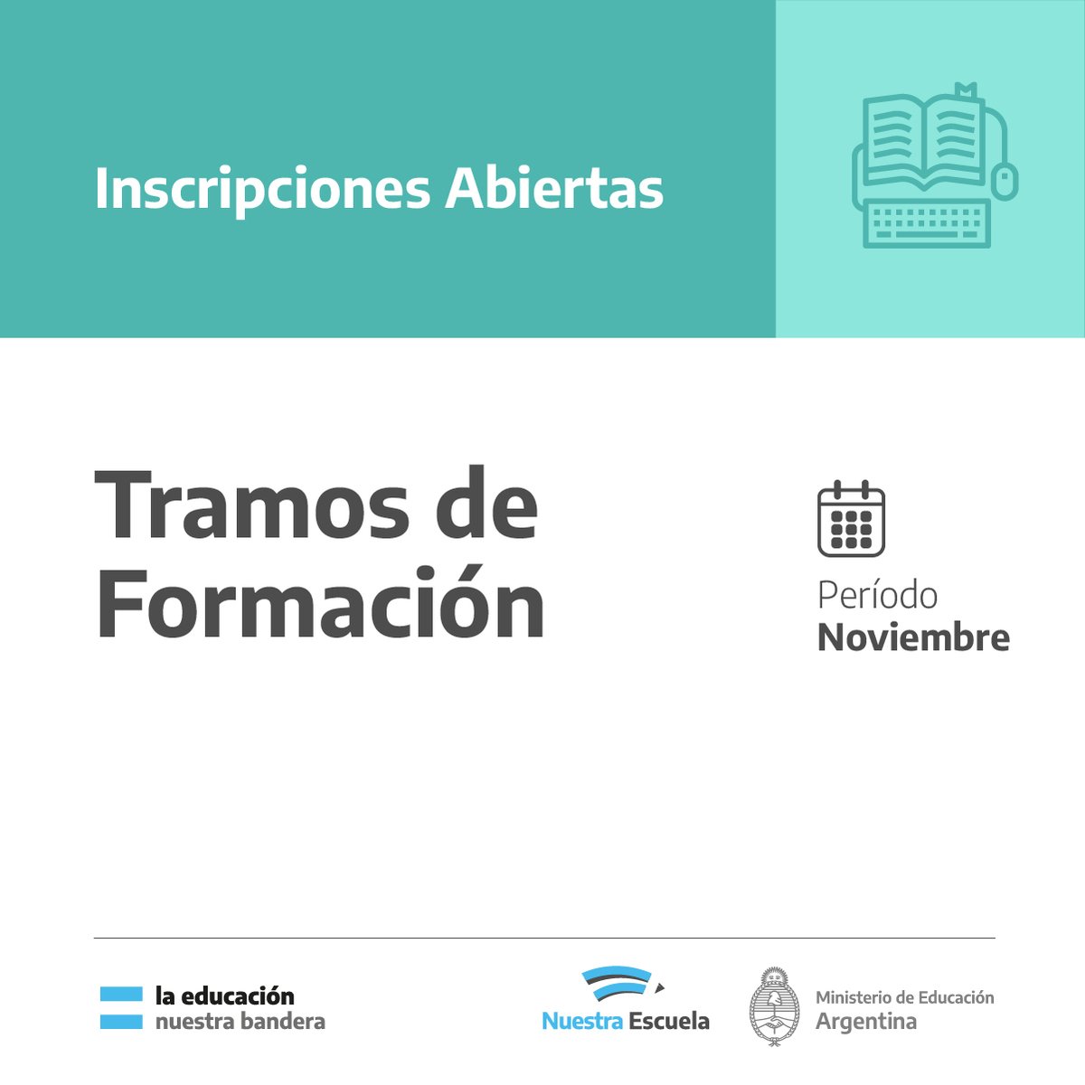 Instituto Nacional de Formación Docente (@infodarg) on Twitter photo 👉🏻 Sigue abierta la inscripción a los Tramos de formación del período noviembre. Tenés tiempo de hacerlo hasta el inicio de la última jornada de cada tramo.
💻 Conocelos e inscribite en este enlace: bit.ly/Tramos2023
📩 infdtic@infd.edu.ar 👉🏻 Sigue abierta la inscripción a los Tramos de formación del período noviembre. Tenés tiempo de hacerlo hasta el inicio de la última jornada de cada tramo.
💻 Conocelos e inscribite en este enlace: bit.ly/Tramos2023
📩 infdtic@infd.edu.ar