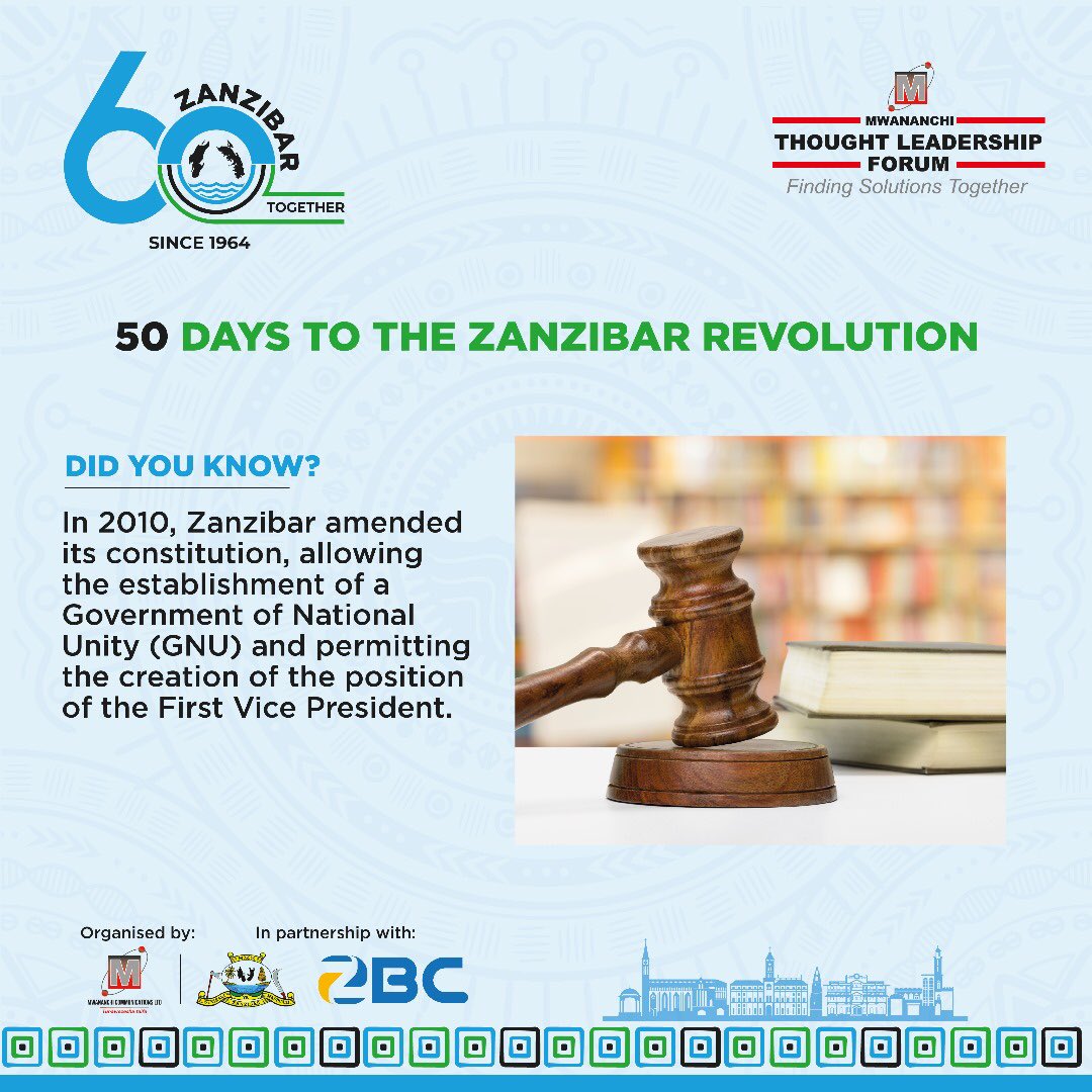 TheCitizenTz's tweet photo. Be part of the 60-day journey towards commemorating the 60th Anniversary of the Zanzibar Revolution, focusing on history, achievements, opportunities, and challenges.

For more information contact us at 0766 312 439.

#TogetherAt60
#MwananchiForum https://t.co/2h5LyaHdGO