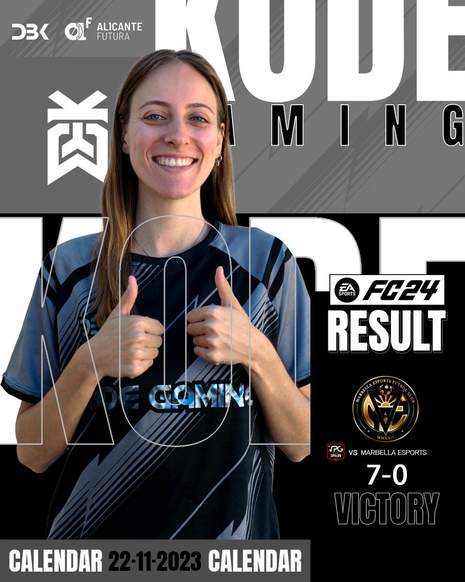 KodeGamingES's tweet photo. #EAFC24 | ยก๐ฅ๐๐ฆ๐จ๐๐ง๐๐๐ข๐ฆ!
ยกKODE GAMING! ยกKODE GAMING!
๐ | @PLGeFootBall
๐ | #AztecLegends
โ
| 4-2
๐ | @VFOspain
๐ | @CMineraeSports
โ
| 6-1
๐ | @VPG_Spain
๐ | @Marbella_FC_
โ
| 7-0 https://t.co/4eWKj5VonH