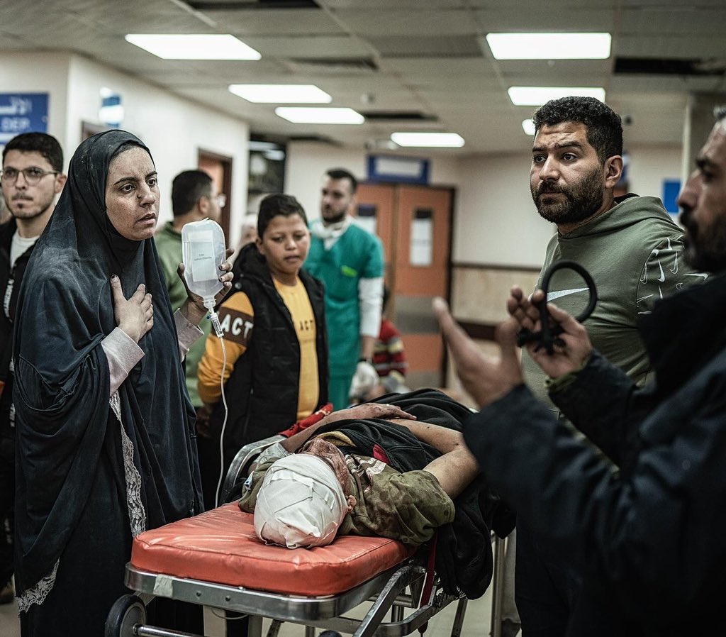 With the lack of space, medical staff and beds inside the emergency rooms in Gaza strip hospitals 

Hundreds of injured people arrived to the middle area hospital since the last night as the Israeli airstrikes didn’t stop.