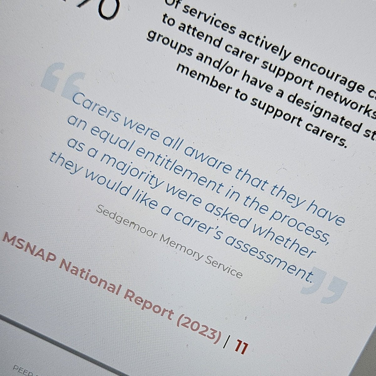 SedgemoorMas's tweet photo. Proud to have been mentioned in the 6th #MSNAP report for our inclusion of carers. Timely as earlier this week, we ran a carers focus group to discover what topics they would like included in our carers education days. We are getting these up and running again next year #dementia https://t.co/xK0k9bSVcr