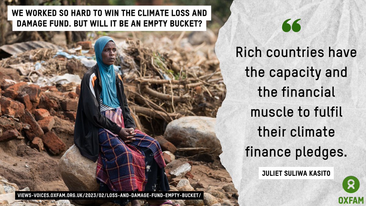 oxfamgbpolicy's tweet photo. Today's #ReadToCOP28 comes from @jnyksie on the journey to win the #LossAndDamage Fund at #COP27. As we approach #COP28, the blog highlights why the next step is to #MakeRichPollutersPay and push rich countries to fulfil their climate finance pledges.
https://t.co/thDfzup6C0 https://t.co/OeqYLCdL7V
