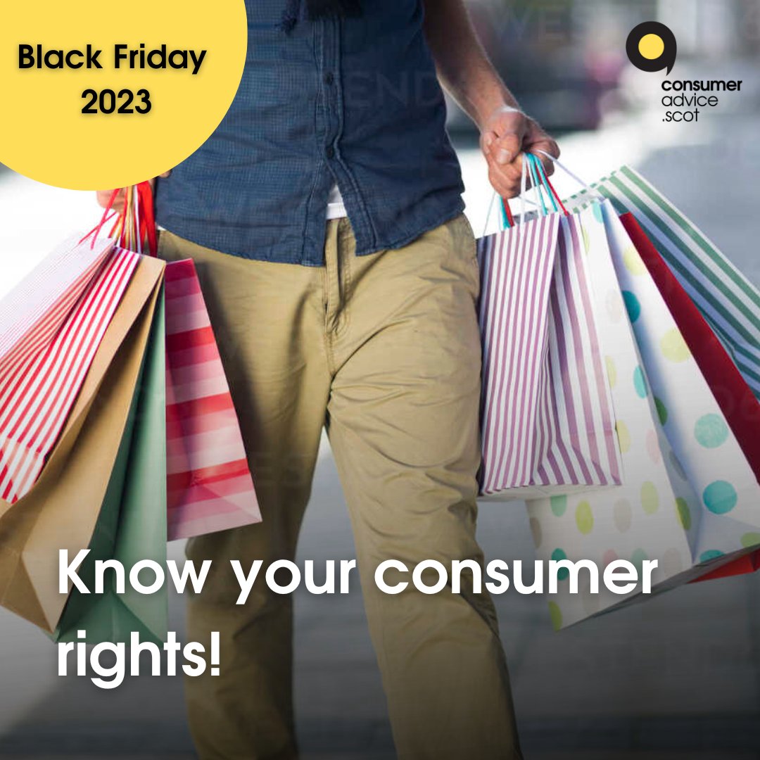 advicedotscot's tweet photo. 🌐 Know Your #ConsumerRights! 

This #BlackFriday, discover the three crucial consumer rights safeguarded by the Consumer Rights Act—your shield against subpar products!

🔗https://t.co/XI0HRmyZUx https://t.co/V1jpEMJ1qH