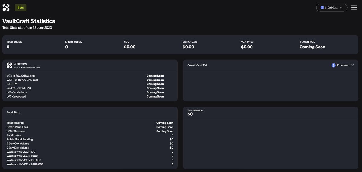 VaultCraft_io's tweet photo. In 7 days a new era begins. 

Users will be able to track $VCX $veVCX and $oVCX on the stats dashboard on https://t.co/tCfjhL3YHu 👀 https://t.co/hnoF8n0aGb