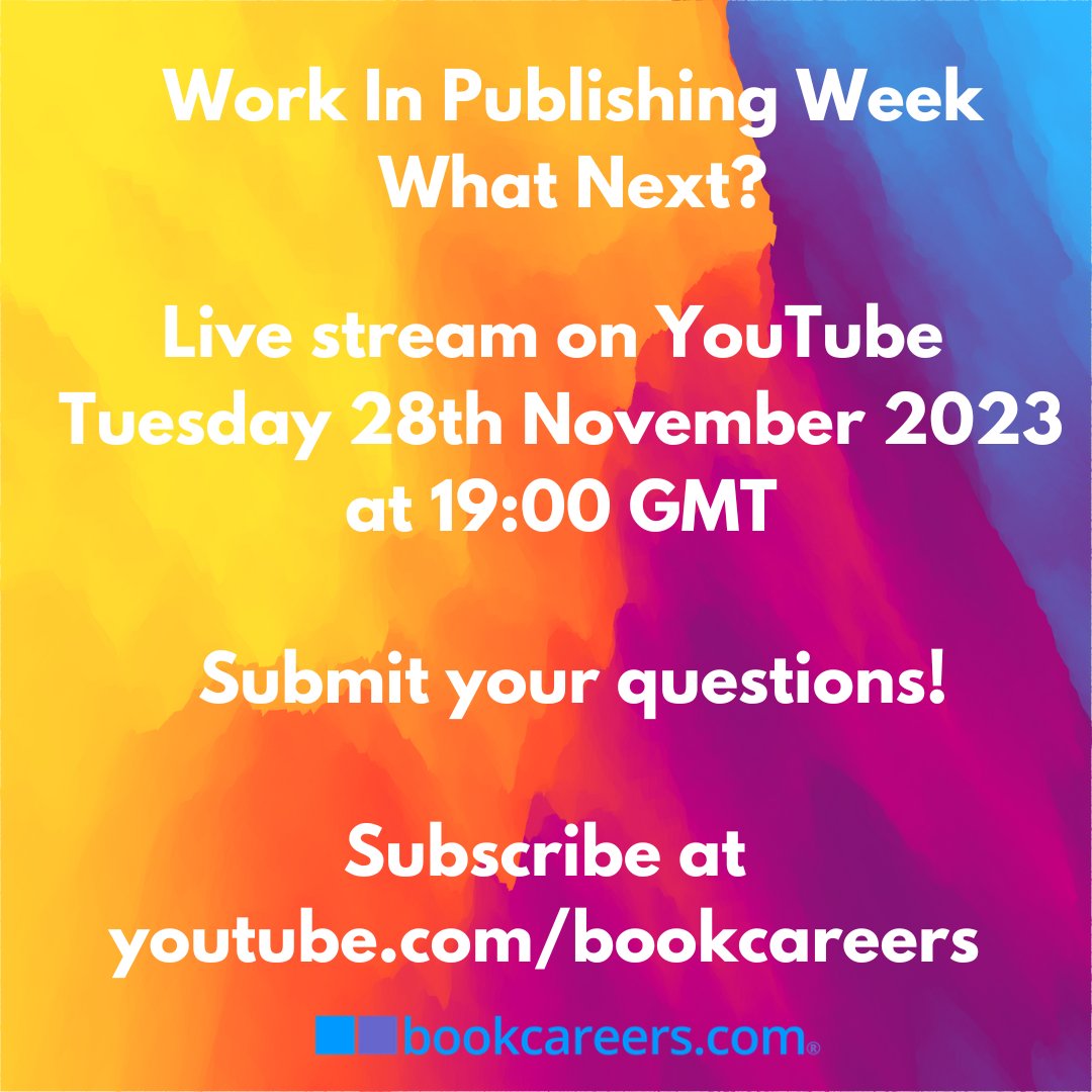 #WorkInPublishing Week is over, but we're still here, doing what we do best, which is helping you in your #publishing career. If you have questions, we want to answer them! Submit them here: forms.gle/HD4rh8cuUpuXSt… and join us live at youtube.com/bookcareers for the answers.